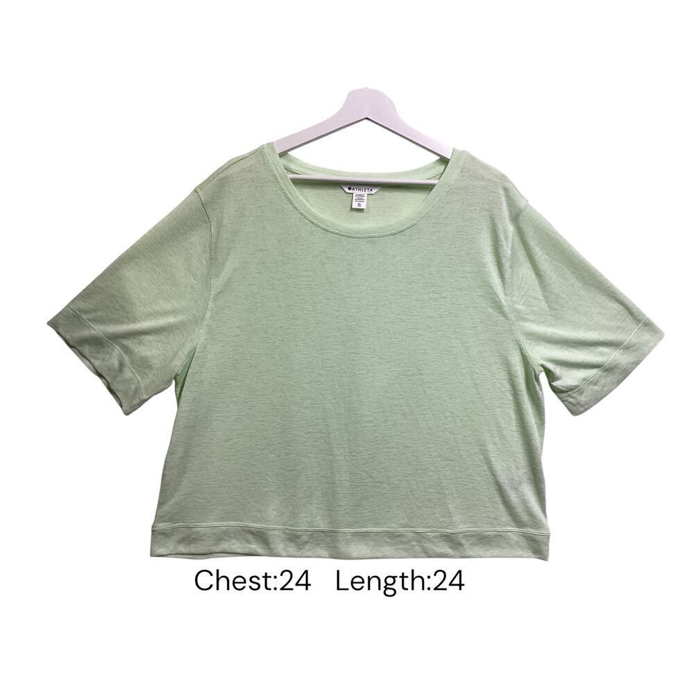 Athleta‎ short-sleeve boxy cropped top light green color XL